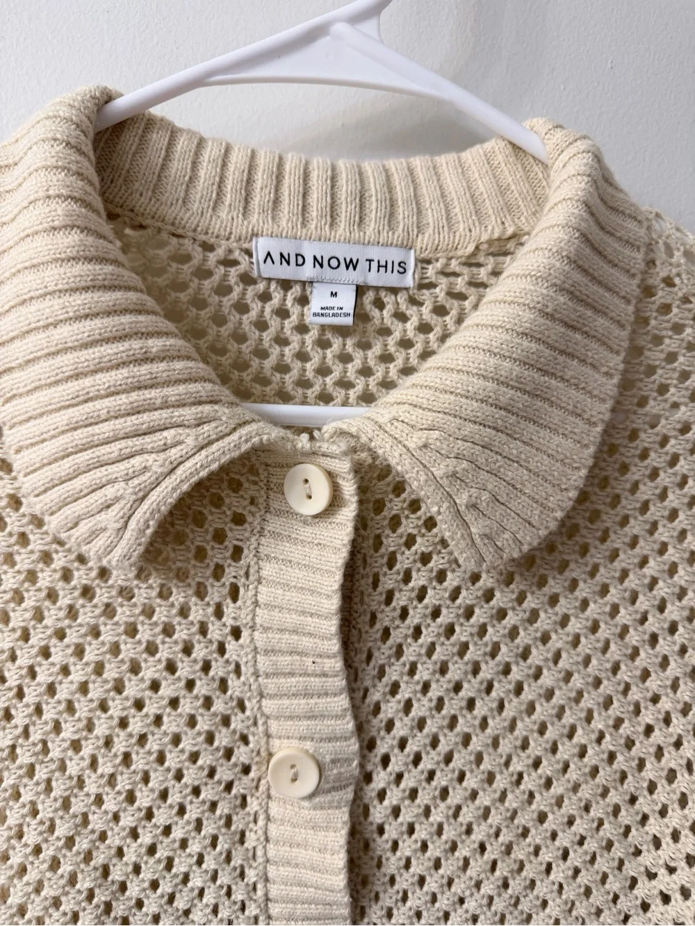 Cream Open-Knit Button-Front Sweater